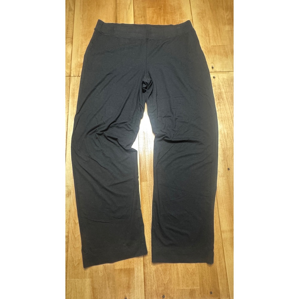 Eileen Fisher Womens Black Viscose Spandex Stretch Wide Leg Lounge Pants Size L